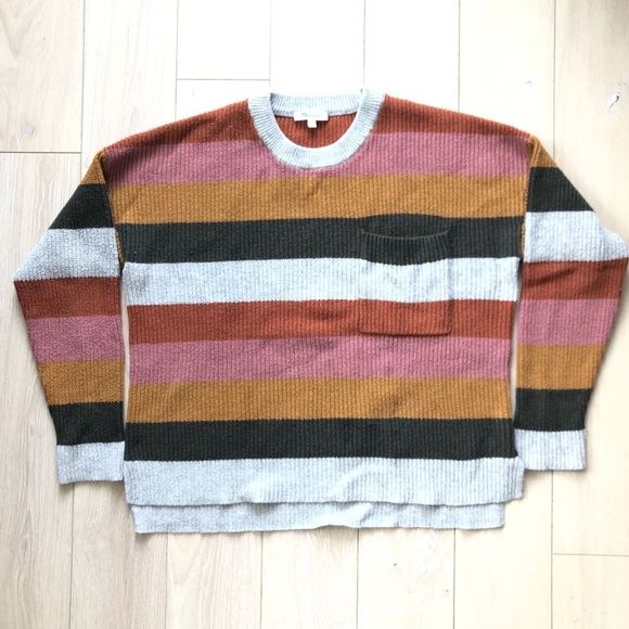 Madewell Thompson Pocket Striped Pullover Sweater Women’s Size M - Picture 2 of 10